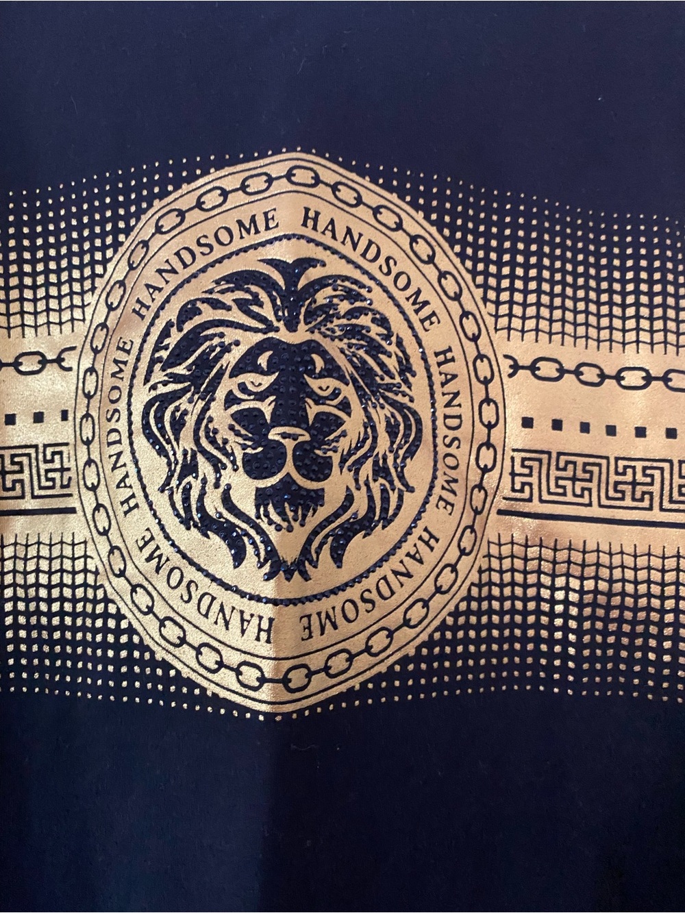 Gold Lion Medallion Graphic Tee - Black
